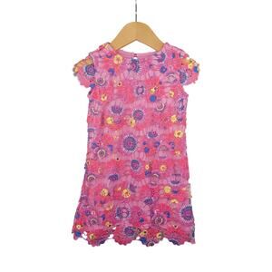 Little Angels Girls Floral Crochet Lace A-line Dress Size 2T Pink Formal Party